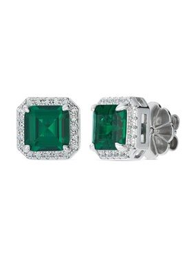 Bethenny x Anna Zuckerman Asscher Studs in Green Emerald BNIB